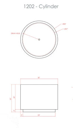 Cylinder Planter Aluminum -Outdoor Decor Art 1202 CYLINDER SPEC SHeet 06871.1709300181