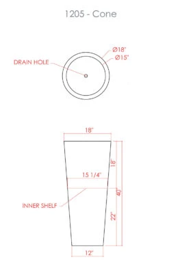 Cone Planter 5 Cone Planter -Outdoor Decor Art 1205 CONE SPEC SHEET 23918.1678829548