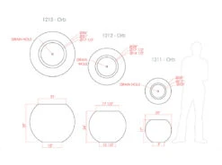Orb Planter -Outdoor Decor Art 1211 1212 1213 ORB SPECS 24273.1678834220