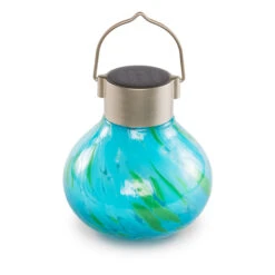 Allsop Solar Tea Lantern -Outdoor Decor Art 30565 SolarGlass TeaLantern Mint FrontMid 1600 08575.1676036641