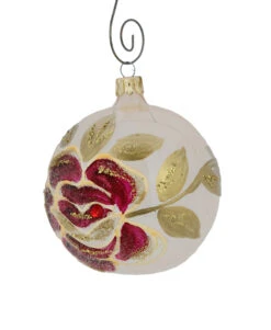 Rose On Champagne Ball Blown Glass Ornament