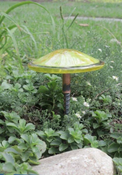 Blown Glass Mushroom Stake 36 Blown Glass Mushroom Stake -Outdoor Decor Art AHMS LC8 1600 98286.1676036673