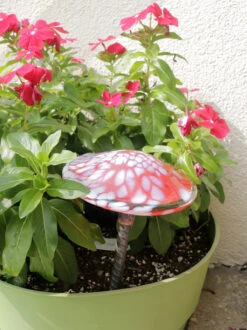 Blown Glass Mushroom Stake 33 Blown Glass Mushroom Stake -Outdoor Decor Art AHMS RW1 1600 77746.1676036672