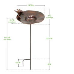 Brass Birdbath W/ Birds - Roman Bronze Stake -Outdoor Decor Art BB 02AB S 2 19125.1688410117