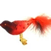 Colorful Bird Blown Glass Ornament With Feather Tail