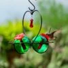 Double Droplet Heart Feeder With Perches - Green
