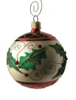 Holly Leaf Blown Glass Ornament