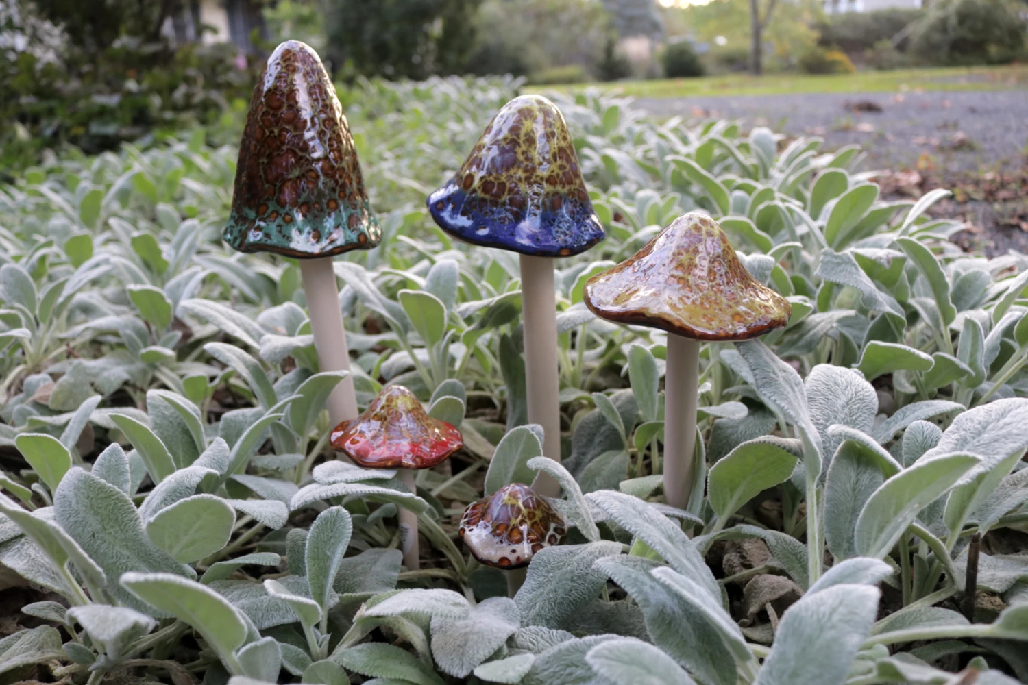 MARSHALL Ceramic Mushroom Stakes - Set Of 5 1 MARSHALL Ceramic Mushroom Stakes - Set Of 5