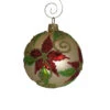 Beaded Poinsettia Ball Blown Glass Ornament