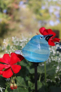 Set Of 3 Glass Birds 18" H Stakes - Blue, Green, Red -Outdoor Decor Art SPI 76057B 25949.1677253644