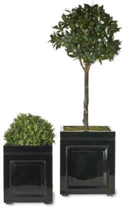 Sloane Fiberglass Planters -Square, Troughs & Window Box -Outdoor Decor Art SloanGlossBlack topiary 95201.1677703938