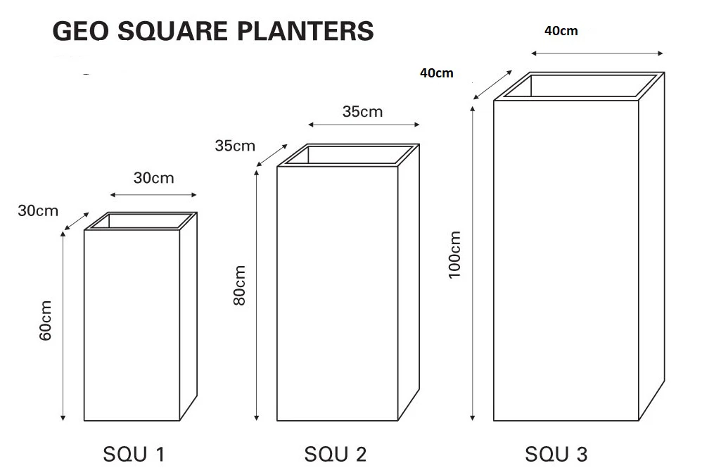 Geo Tall Square Fiberglass Planter 3 Geo Tall Square Fiberglass Planter - Image 3