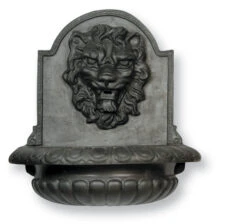 Great Lion Wall Fountain With Bowl - Faux Lead